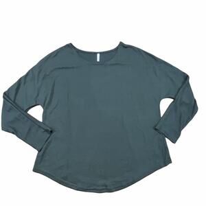 Lucky Stretchy Black Long Sleeve Raglan Top Size Large